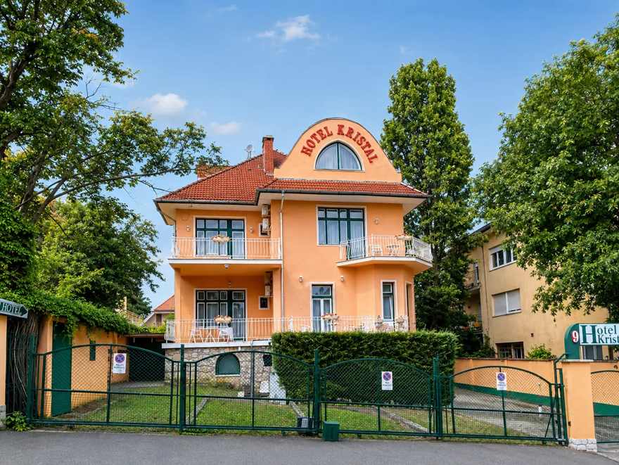Exterior facade of Villa Kristal Hotel in the Buda hills of Budapest